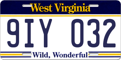 WV license plate 9IY032