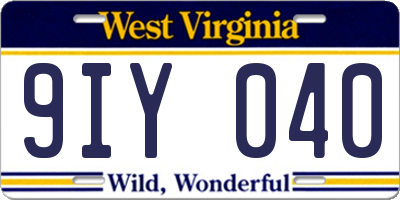 WV license plate 9IY040