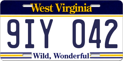 WV license plate 9IY042