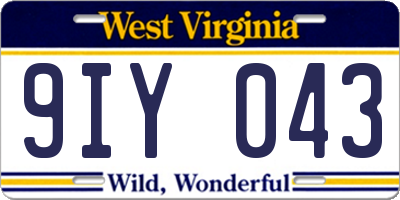 WV license plate 9IY043