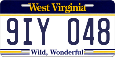 WV license plate 9IY048