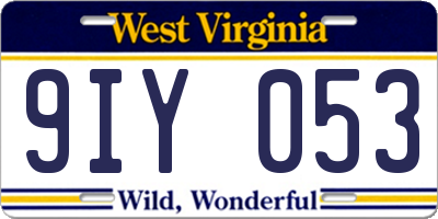 WV license plate 9IY053