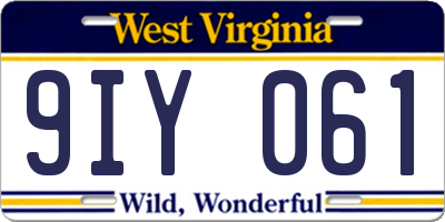 WV license plate 9IY061