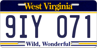 WV license plate 9IY071