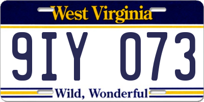 WV license plate 9IY073