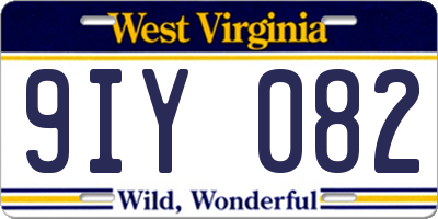 WV license plate 9IY082