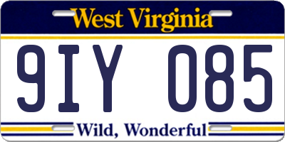 WV license plate 9IY085