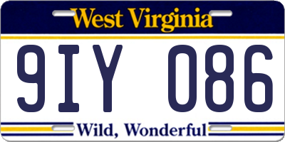 WV license plate 9IY086