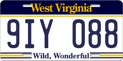 WV license plate 9IY088