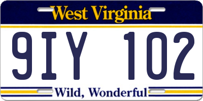 WV license plate 9IY102