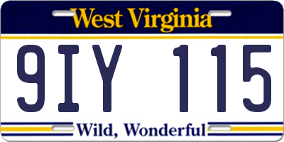 WV license plate 9IY115