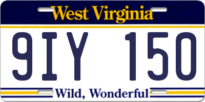 WV license plate 9IY150