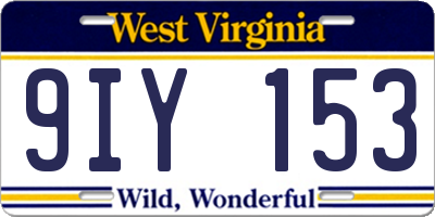 WV license plate 9IY153