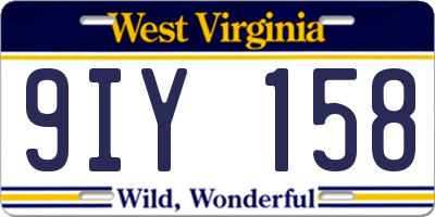 WV license plate 9IY158