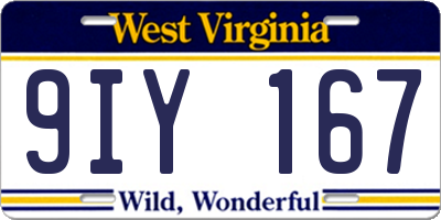 WV license plate 9IY167