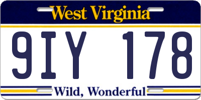 WV license plate 9IY178