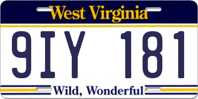 WV license plate 9IY181