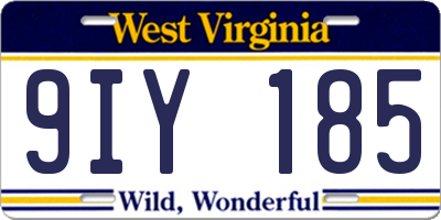 WV license plate 9IY185