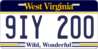 WV license plate 9IY200