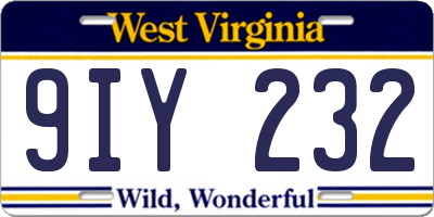 WV license plate 9IY232