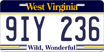 WV license plate 9IY236