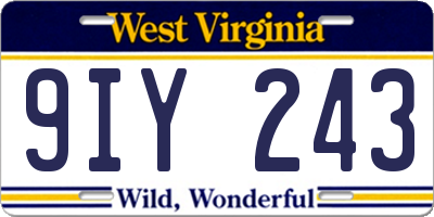 WV license plate 9IY243