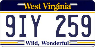 WV license plate 9IY259