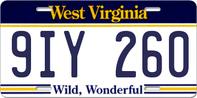 WV license plate 9IY260