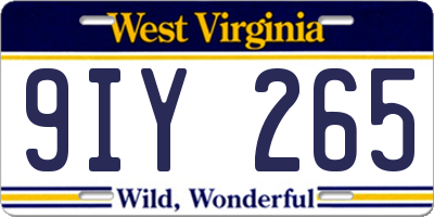 WV license plate 9IY265