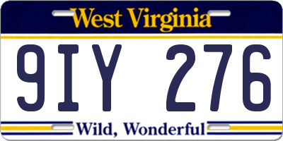 WV license plate 9IY276