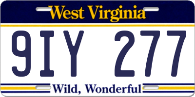 WV license plate 9IY277