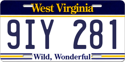 WV license plate 9IY281