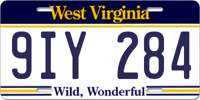 WV license plate 9IY284