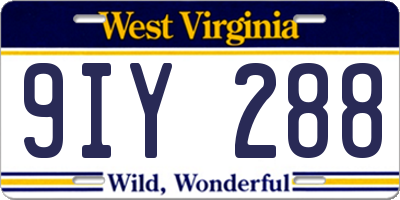 WV license plate 9IY288