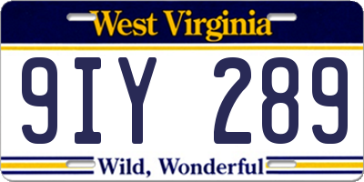 WV license plate 9IY289