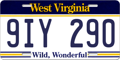 WV license plate 9IY290