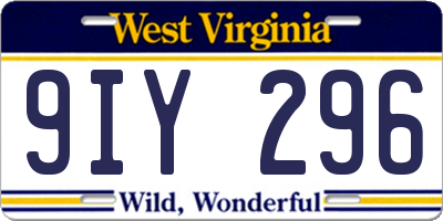 WV license plate 9IY296