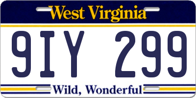 WV license plate 9IY299