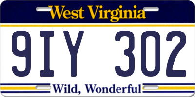 WV license plate 9IY302