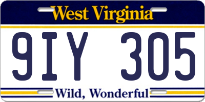 WV license plate 9IY305