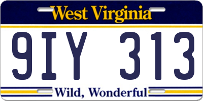 WV license plate 9IY313
