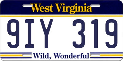 WV license plate 9IY319
