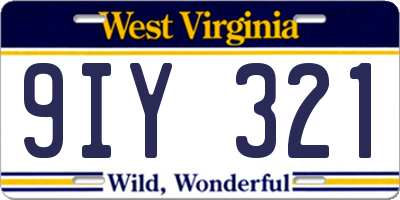 WV license plate 9IY321