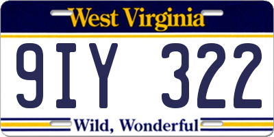 WV license plate 9IY322