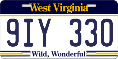 WV license plate 9IY330