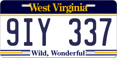 WV license plate 9IY337