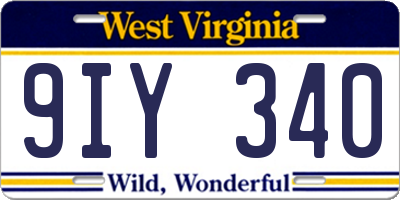 WV license plate 9IY340