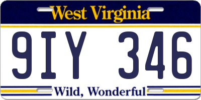 WV license plate 9IY346