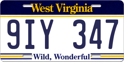 WV license plate 9IY347