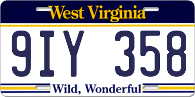 WV license plate 9IY358